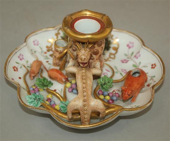 A rare Meissen octofoil shaped chamberstick, c.1770, 15cm diam